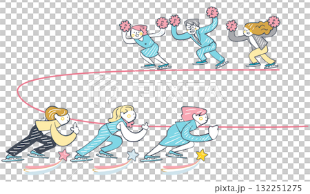 スピードスケート(チームパシュート)・若葉のチーム — 若い女性をみんなで支える職場の連携 スピードスケート(チームパシュート)・若葉のチーム — 若い女性をみんなで支える職場の連携 132251275