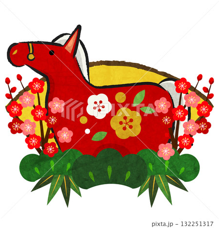 午年年賀アイコン09、扇、赤馬、イラスト、かわいい 午年年賀アイコン09、扇、赤馬、イラスト、かわいい 132251317