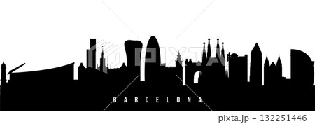 Vector silhouette illustration of Barcelona City urban skyline. Vector silhouette illustration of Barcelona City urban skyline. 132251446