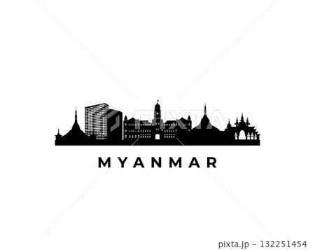 Vector Myanmar skyline.  132251454