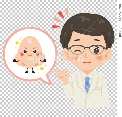 Healthy nose character and male doctor in white coat upper body illustration 132251790