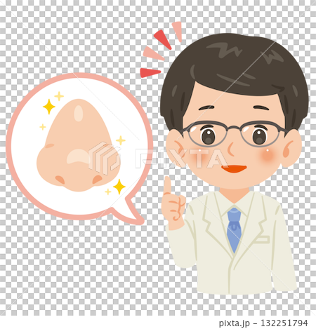 Healthy nose and male doctor in white coat upper body illustration 132251794