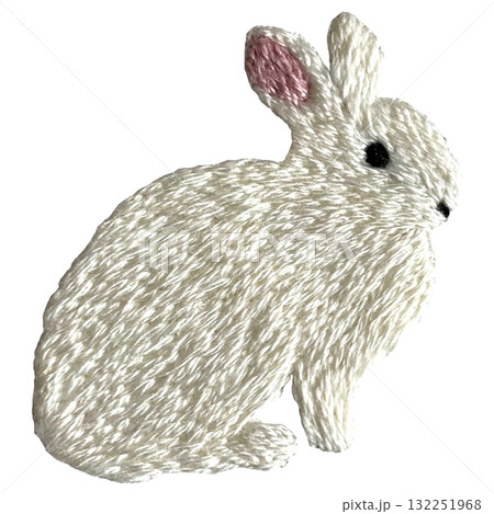 【うさぎ】手刺繍イラスト素材 132251968