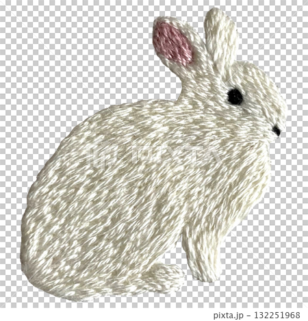 【うさぎ】手刺繍イラスト素材 132251968