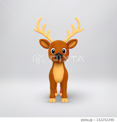 Cute 3D rendering of a brown deer Cute 3D rendering of a brown deer 132252240