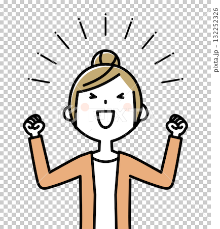 若い女性　ママ　ガッツポーズ 132252326