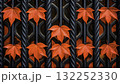 Vibrant red leaves on decorative metal gate during autumn in a city park 132252330