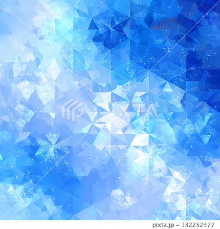 輝く光が散るブルーのポリゴン抽象背景 132252377