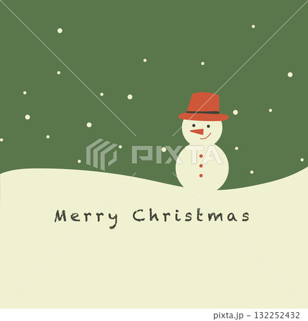 雪だるまと雪の結晶のクリスマス背景・壁紙イラスト 132252432