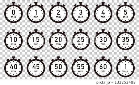 Time timer stopwatch icon set 132252488