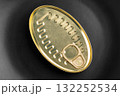 Metal can of canned tuna fish on black ceramic close up. Top view 132252534