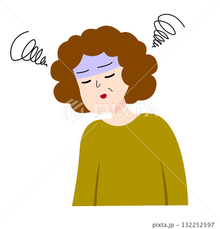Older woman dizzy and headache for medical and illustration. Character design Older woman dizzy and headache for medical and illustration. Character design 132252597