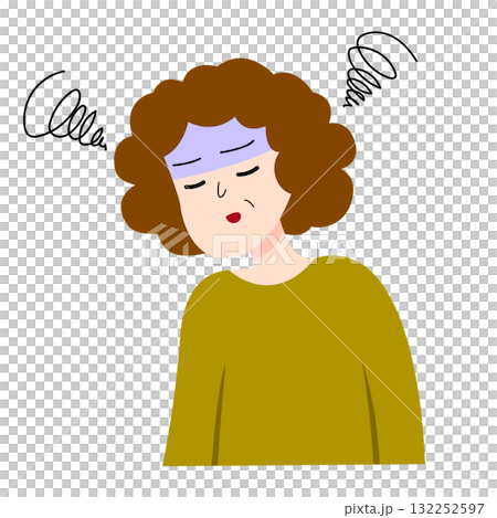 Older woman dizzy and headache for medical and illustration. Character design Older woman dizzy and headache for medical and illustration. Character design 132252597