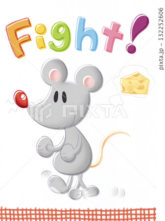 かわいい人気動物 ネズミキャラクターイラスト素材【ねずみさん Fight!ポーズ】全身 かわいい人気動物 ネズミキャラクターイラスト素材【ねずみさん Fight!ポーズ】全身 132252606