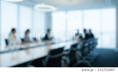 Blurred office background with business people in meeting room, abstract corporate environment for presentation backdrop, conference hall with team at work concept 132252667