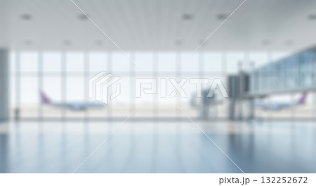 Blurry empty airport terminal hall background with large window view airplane and jet bridge for travel transportation or business journey concept Blurry empty airport terminal hall background with large window view airplane and jet bridge for travel transportation or business journey concept 132252672
