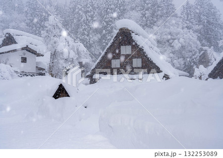 【豪雪素材】記録的豪雪の白川郷の雪景色【岐阜県】 【豪雪素材】記録的豪雪の白川郷の雪景色【岐阜県】 132253089