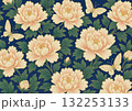 牡丹と蝶の背景素材 132253133