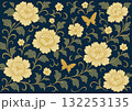 牡丹と蝶の背景素材 132253135