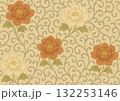 唐草と牡丹の背景素材 132253146