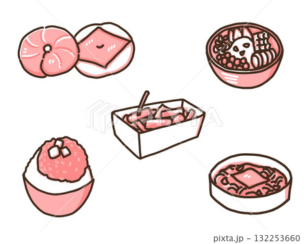韓国人気グルメ（ピンス、トッポッキ、漢江ラーメン　ベーグル、グリークヨーグルト）（シンプル） 132253660