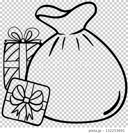 Minimalist Outline Drawing of a Christmas, Elegant Design, Cute hand drawn. Minimalist Outline Drawing of a Christmas, Elegant Design, Cute hand drawn. 132253691