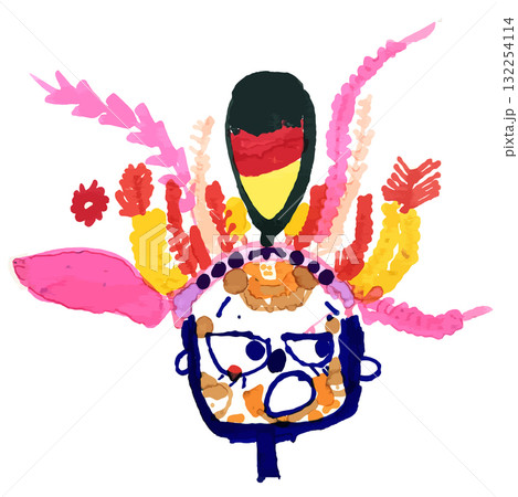 民族・エスニック・子供の絵(手書きイラスト・幼稚園) 132254114