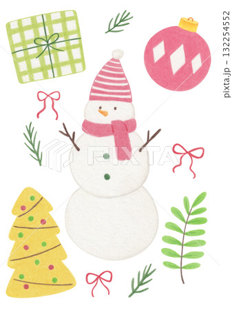 Colored pencil illustrations of Christmas elements. Colored pencil illustrations of Christmas elements. 132254552