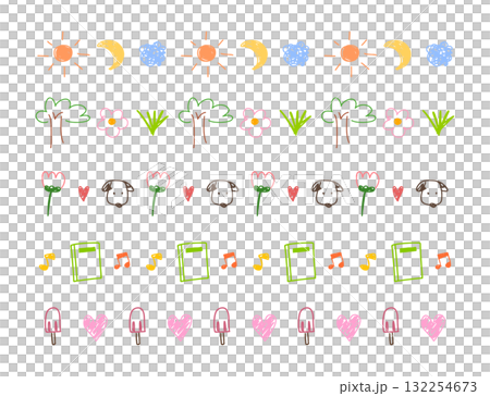 Doodle flower, nature and dog line hand drawn for element and illustration. Naive style 132254673