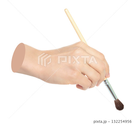 Woman hand holds paint brush, isolated on transparent background, painting and design concept. Contemporary art Woman hand holds paint brush, isolated on transparent background, painting and design concept. Contemporary art 132254956