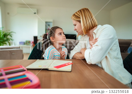 Tension between mother and daughter during study time Tension between mother and daughter during study time 132255018