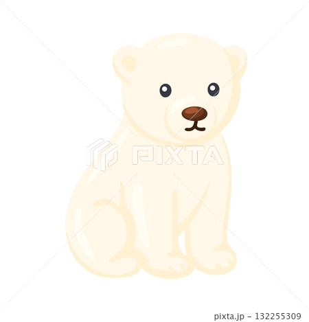 Cute Baby Polar Bear Isolated Illustration 132255309