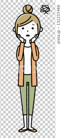 若い女性　ママ　困る 132255466