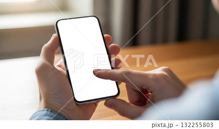 スマートフォンの白い画面モックアップ スマートフォンの白い画面モックアップ 132255803
