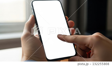 スマートフォンの白い画面モックアップ スマートフォンの白い画面モックアップ 132255808