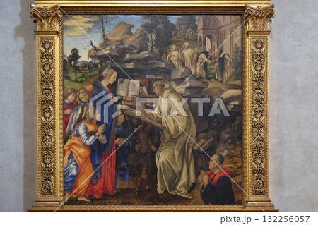 Apparition of the Virgin to Saint Bernard of Clairvaux by Filippino Lippi, Badia Fiorentina church in Florence, Italy Apparition of the Virgin to Saint Bernard of Clairvaux by Filippino Lippi, Badia Fiorentina church in Florence, Italy 132256057