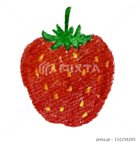 水彩色鉛筆で描いた太ったいちご 132256205