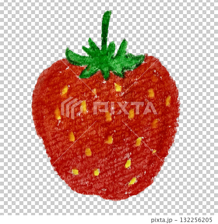 水彩色鉛筆で描いた太ったいちご 132256205