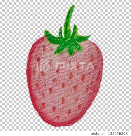 水彩色鉛筆で描いたピンクのいちご 水彩色鉛筆で描いたピンクのいちご 132256208