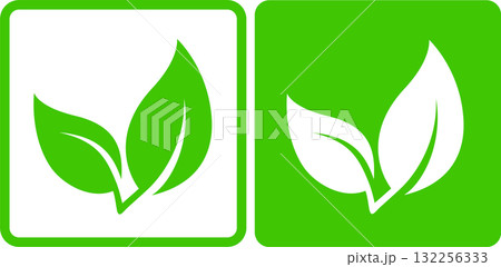 Green leaves sign, natural label, eco icons Green leaves sign, natural label, eco icons 132256333