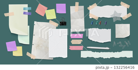 Notebook papers for collage and scrapbook design 132256416
