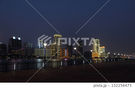 Night view to the riverside business center in Shanghai, China 132256473