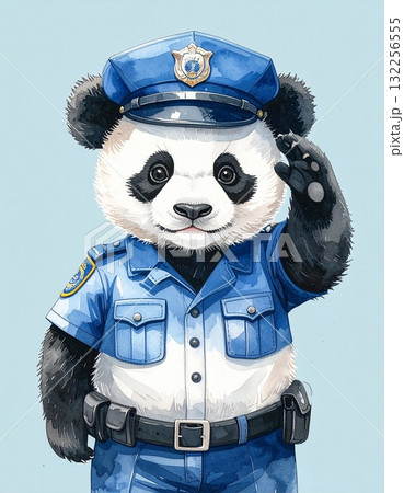 パンダの警察官__水彩風職業パンダ 132256555