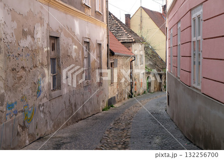 Ancient narrow street in Old Town. Maribor is the second largest city in Slovenia 132256700