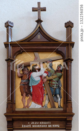 2nd Stations of the Cross, Jesus is given his cross, Mother Teresa cathedral in Vau i Dejes, Albania 2nd Stations of the Cross, Jesus is given his cross, Mother Teresa cathedral in Vau i Dejes, Albania 132256856