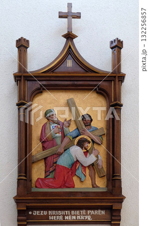 3rd Stations of the Cross, Jesus falls the first time, Mother Teresa cathedral in Vau i Dejes, Albania 3rd Stations of the Cross, Jesus falls the first time, Mother Teresa cathedral in Vau i Dejes, Albania 132256857