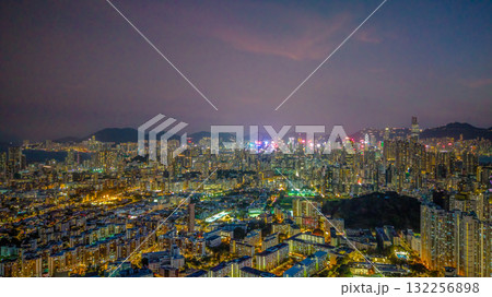 Oct 10 2025 Nighttime Cityscape of Kowloon West in Hong Kong 132256898