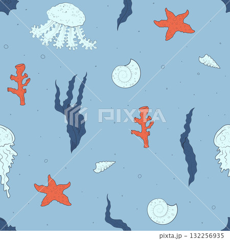 underwater seamless pattern underwater seamless pattern 132256935