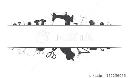 sewing equipment border 132256936