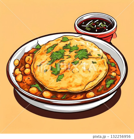 an AI Image Generator, Delicious Curry Dumplings Garnished With Cilantro in a Bowl 132256956